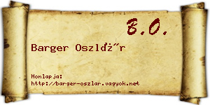 Barger Oszlár névjegykártya